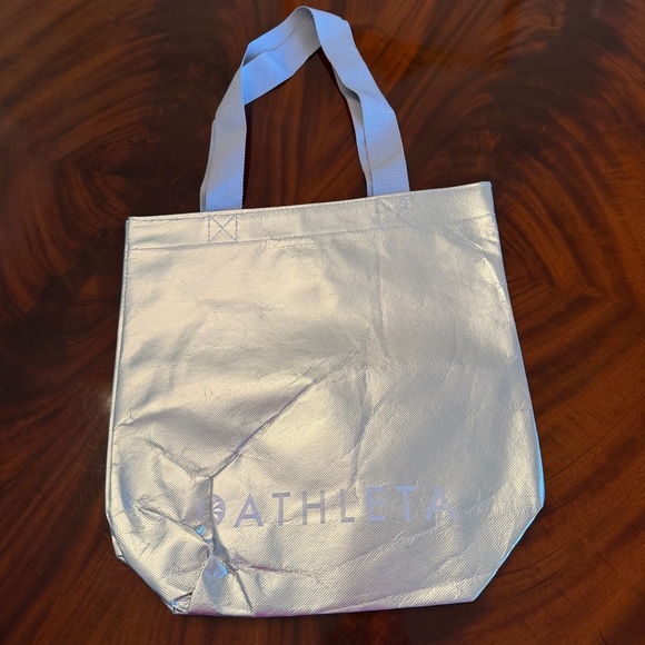 Athleta Silver Metallic Reusable Shopper Tote Bag - Picture 6 of 13